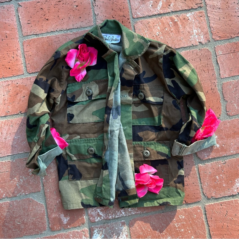 Girls Floral Army Jacket with Flowers, Like New, So Cute!